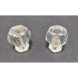 Set Of 2 Clear Glass Diamond Cabinet Drawer Pulls Knobs 1.75" Diameter Vintage‎